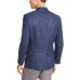  Men Blazer Plaid Notch Collar Wool, Navy, 50T