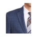  Men Blazer Plaid Notch Collar Wool, Navy, 50T