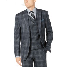Lauren by Ralph Lauren Mens Blazer Plaid Notched Wool (Charcoal, 50R)