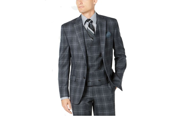  Mens Blazer Plaid Notched Wool (Charcoal, 50R)