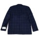  Mens Blazer Plaid Printed Wool Blue, Navy, 46R