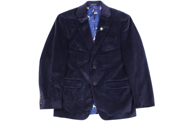  Mens Blazer Velvet Classic Fit Blue, Navy, 40R