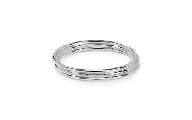  Three Set Bangle Tube Bracelet (Silver)
