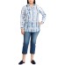  Women’s Plus Size Cotton Voile Shirt Navy 3X