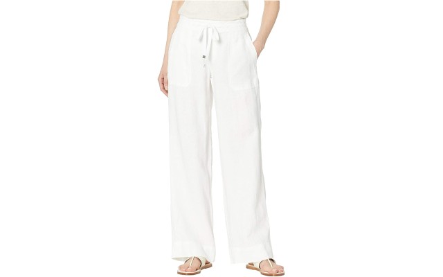 LAUREN RALPH LAUREN Linen Wide-Leg Pants, White, 4