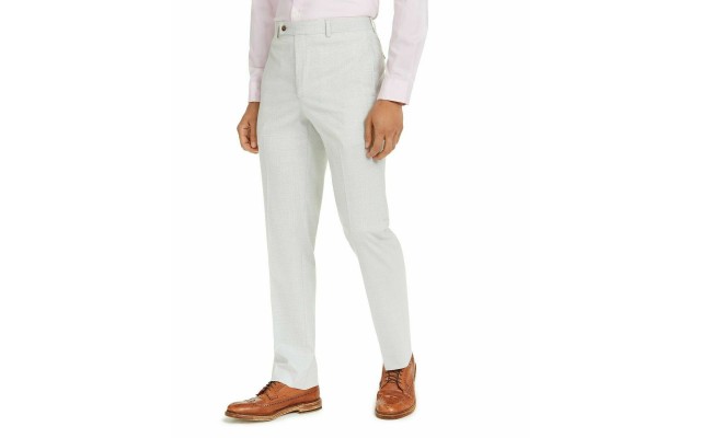  Mens Glen Plaid Business Dress Pants (Gray), Light Gray, 36x32