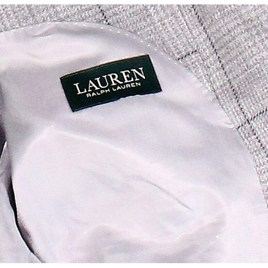 LAUREN RALPH LAUREN Mens Lexington Wool Blend Window Pane Two-Button Blazer, Light Gray, 38R