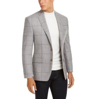 LAUREN RALPH LAUREN Mens Lexington Wool Blend Window Pane Two-Button Blazer, Light Gray, 42R