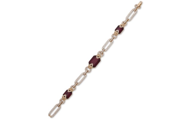  Pavé Chain & Station Bracelet (Red)
