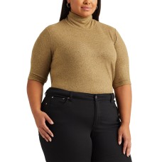 Lauren Ralph Lauren Plus-Size Metallic Turtleneck (Gold, 2X)