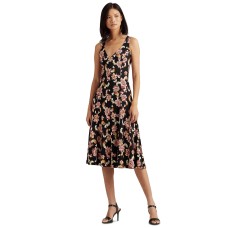 Lauren Ralph Lauren Sleeveless Fit-And-Flare Dress (Black, X-Small)