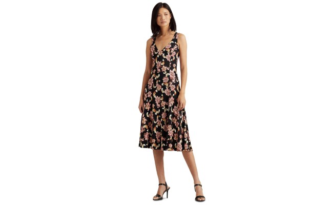 Lauren Ralph Lauren Sleeveless Fit-And-Flare Dress (Black, X-Small)