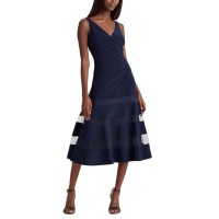Lauren Ralph Lauren Tulle-panel Cocktail Dress (Navy), Navy, 10