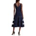 Lauren Ralph Lauren Tulle-panel Cocktail Dress (Navy), Navy, 10