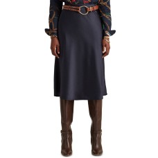 Lauren Ralph Lauren Women’s Petite Size Satin Pull-On Skirt (Navy, 18s)