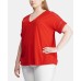 Lauren Ralph Lauren Womens Plus Lace Trim V-Neck T-Shirt