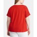 Lauren Ralph Lauren Womens Plus Lace Trim V-Neck T-Shirt