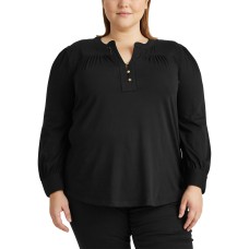 Lauren Ralph Lauren Women’s Plus Size Cotton Jersey Top (Black, 2x)