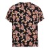 LAUREN Ralph Lauren Women’s  Plus Size Floral Print Half Sleeve Top (Black, 1X)