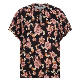 LAUREN Ralph Lauren Women's Plus Size Floral Print Half Sleeve Top