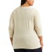 Lauren Ralph Lauren Women’s  Plus-Size Metallic-Stripe Jersey Top (Natural, 2X)