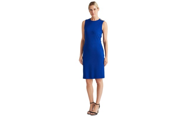 Lauren Ralph Lauren Women’s Ponte Sleeveless Dress (Blue, Medium)