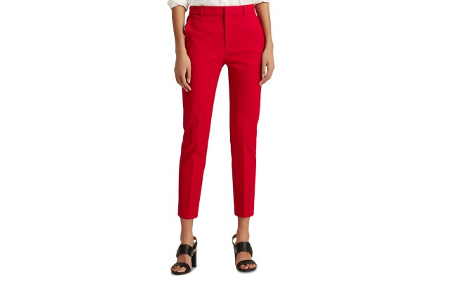 LAUREN Ralph Lauren Women’s Stretch Cotton Blend Pants  (Red, 14)