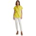 Lauren Ralph Lauren Women’s Twisted-Knot Cotton-Blend Top (Yellow, XX-Large)