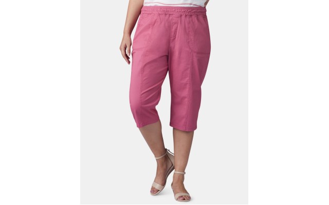  Plus Size Pull-On Capri Pants, Red, 18W