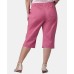  Plus Size Pull-On Capri Pants, Red, 18W