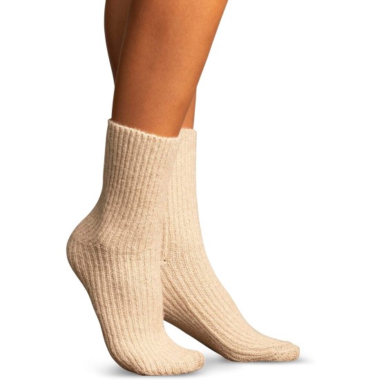  College Day Boot Socks – Wool, Crew (Moonbeam, 6-9.5)