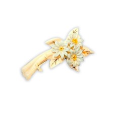 Lenox Chrysanthemum Flower Ceramic Pin Brooch