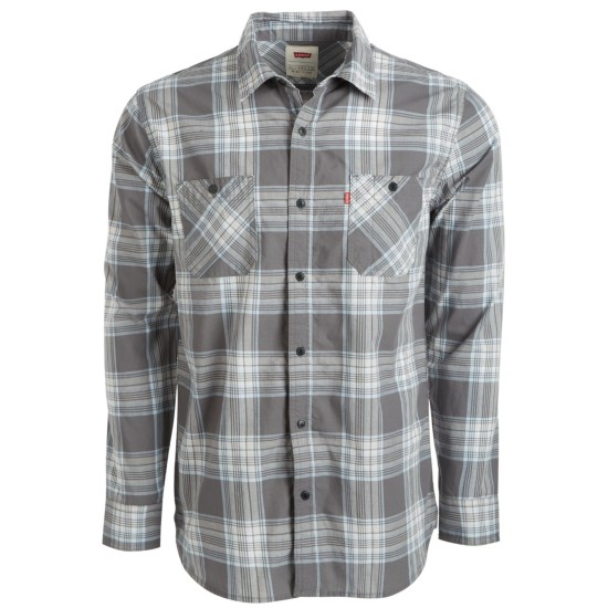  Men's Remick Plaid Shirts, Gray, X-Large