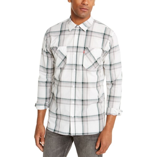  Men's Remick Plaid Shirts, White, X-Large