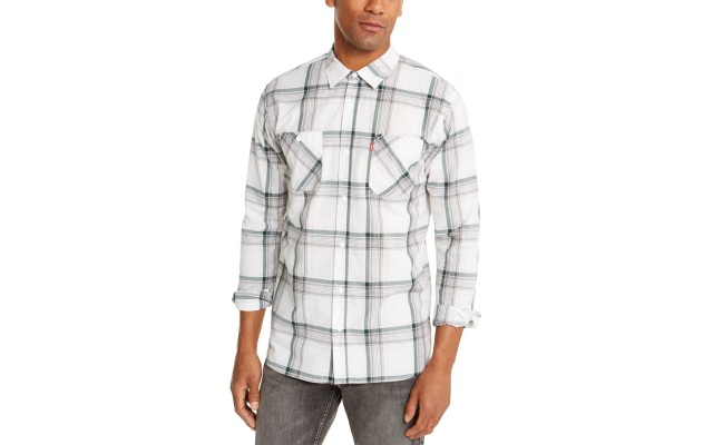  Men's Remick Plaid Shirts, White, X-Large