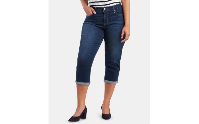 Levi’s Women’s Plus Size Shaping Capri Jeans, Dark Blue, 18W