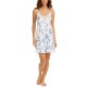  Aviary Lace-Trim Floral-Print Satin Chemise Nightgown (White, X-Large)