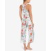  Tropical-Print Tank Top & Cropped Pajama Pants Set (White), White, Large