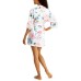  Women’s Floral-print Wrap Robe Ivory (White, Large/X-Large)