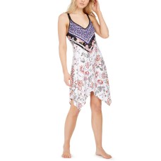 Linea Donatella Women's Mixed-Print Chemise Nightgown (White)