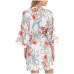 Womens Tropical-Print Short Wrap Robe (Ivory, Large/X-Large)