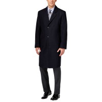 London Fog Big and Tall Signature Wool-Blend Overcoat, Black, 52R