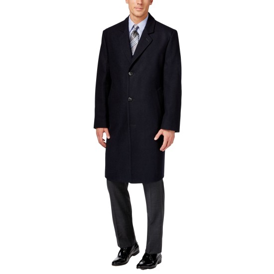  Big and Tall Signature Wool-Blend Overcoat, Black, 52R