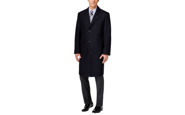  Big and Tall Signature Wool-Blend Overcoat, Black, 52R