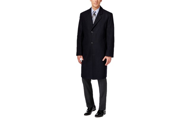  Big and Tall Signature Wool-Blend Overcoat (Black, 56T)