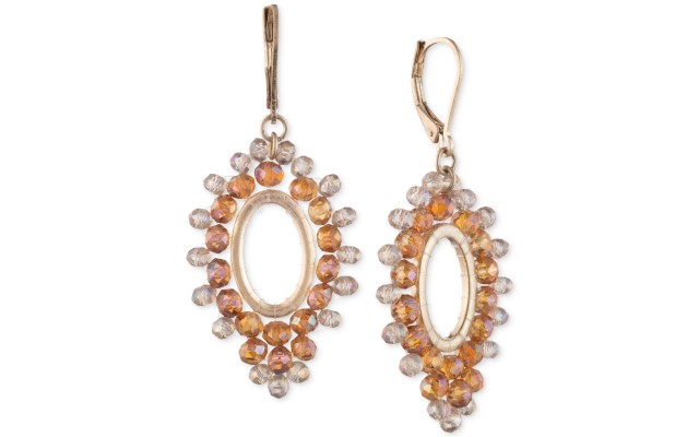 Lonna & Lilly Gold-Tone Open Oval Beaded Drop Earrings