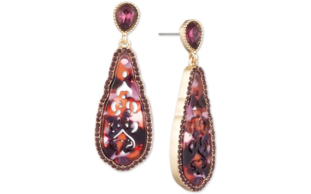 Lonna & Lilly Gold-Tone Pavé & Stone Drop Earrings, Purple