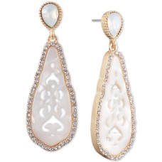 Lonna & Lilly Gold-Tone Pave & Stone Drop Earrings, White