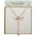  Gold-Tone Pink Crystal Lariat Necklace & Dragonfly Notecard Set, 16″ + 3″ extender