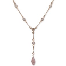 lonna & lilly Gold-Tone Pink Crystal Lariat Necklace & Dragonfly Notecard Set, 16″ + 3″ extender